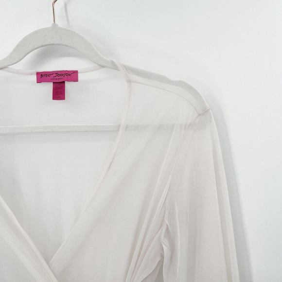 Betsey Johnson Chiffon Sheer Tiered Ruffle Wrap Robe OS V-Neck Sash Tie Belt - Picture 8 of 12